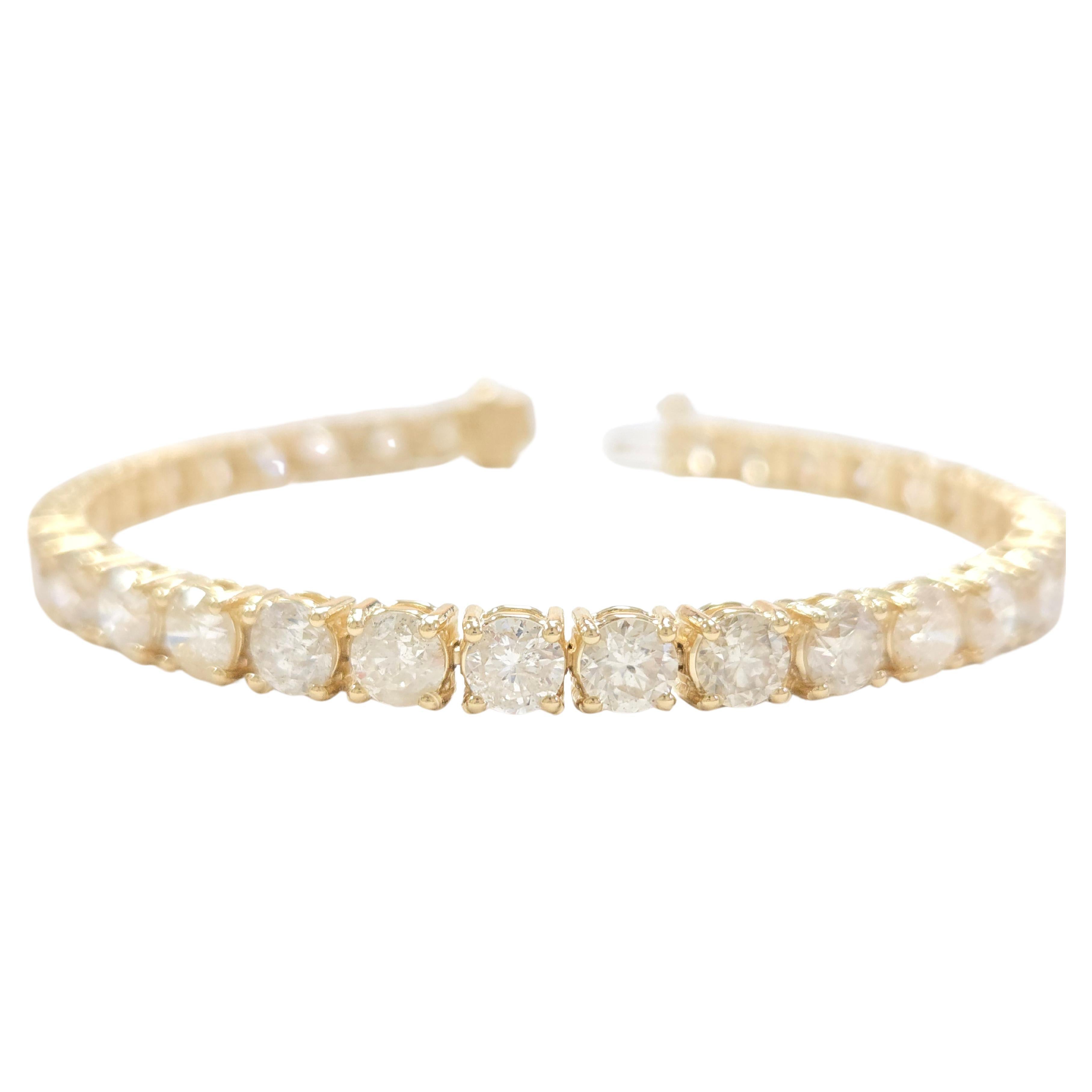 Pulsera de tenis de diamantes naturales de 15,90 quilates y oro amarillo de 14 quilates