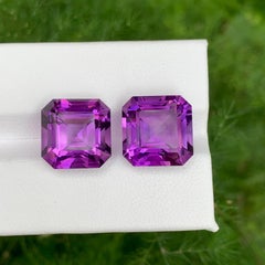 15.90 Carat Natural Loose Purple Amethyst Pair Asscher Cut Brazilian Gemstone