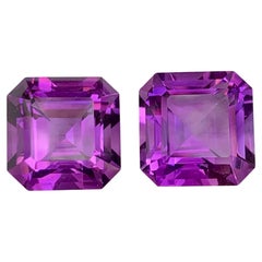 15.90 Carat Natural Loose Purple Amethyst Pair Asscher Cut Brazilian Gemstone