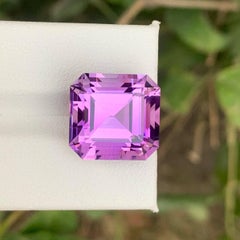 15.90 Carat Natural Loose Purple Amethyst Stone Asscher Cut Brazilian Gemstone