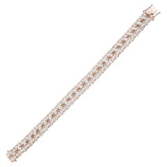 Bracelet artisanal en or rose 18 carats avec diamants taille poire et rond de 15,90 carats