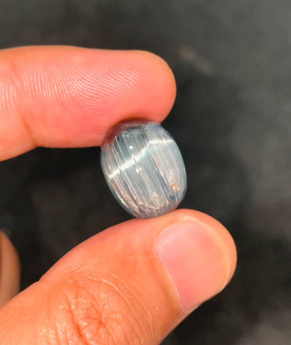 15.90 Carats Blue Cat’s Eye Tourmaline Stone Oval Cut Natural Afghan Gemstone In New Condition For Sale In Bangkok, TH