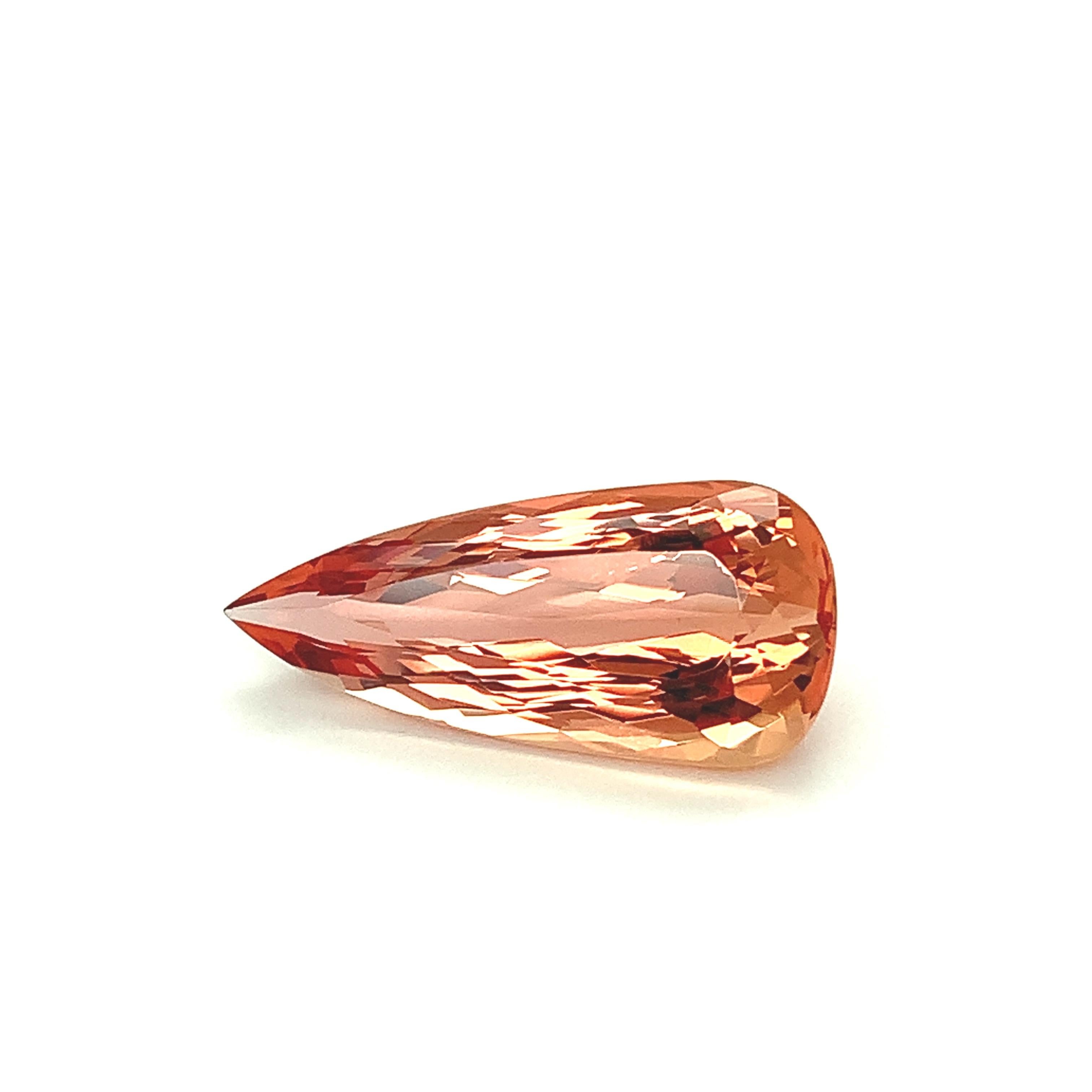 Pear Cut 15.90 Carat Orange Imperial Topaz, Unset Loose Gemstone, GIA Certified\ For Sale