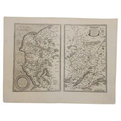 Antique 1590 Ortelius Map of Calais and Vermandois, France and Vicinity Ric.a014