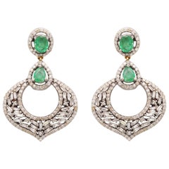 1591 Amer Emerald and Diamond Cocktail Earrings