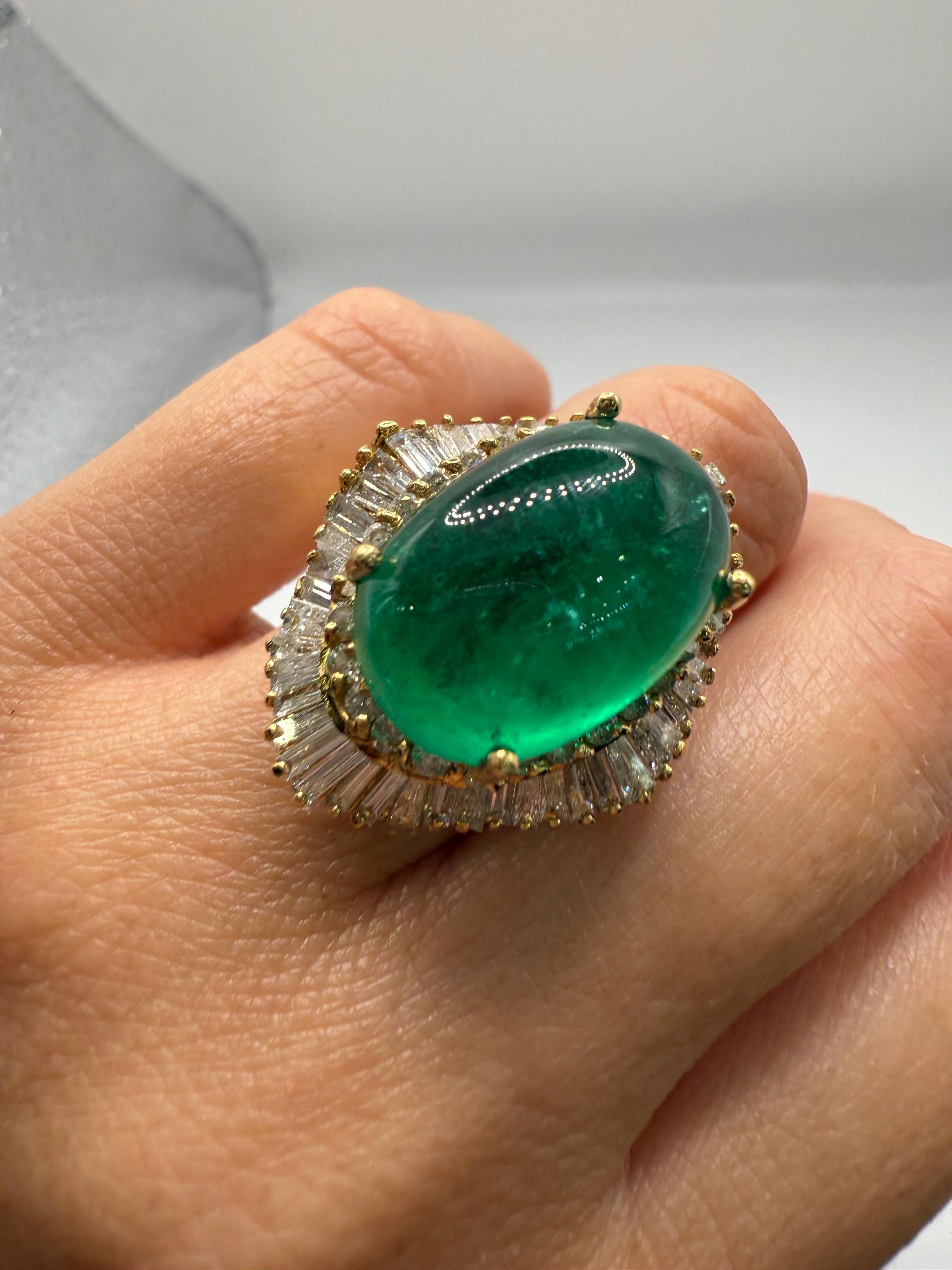 15,91ct GIA kolumbianischen Cabochon Smaragd Diamant Ring 18KT Gold 16gr im Angebot 8