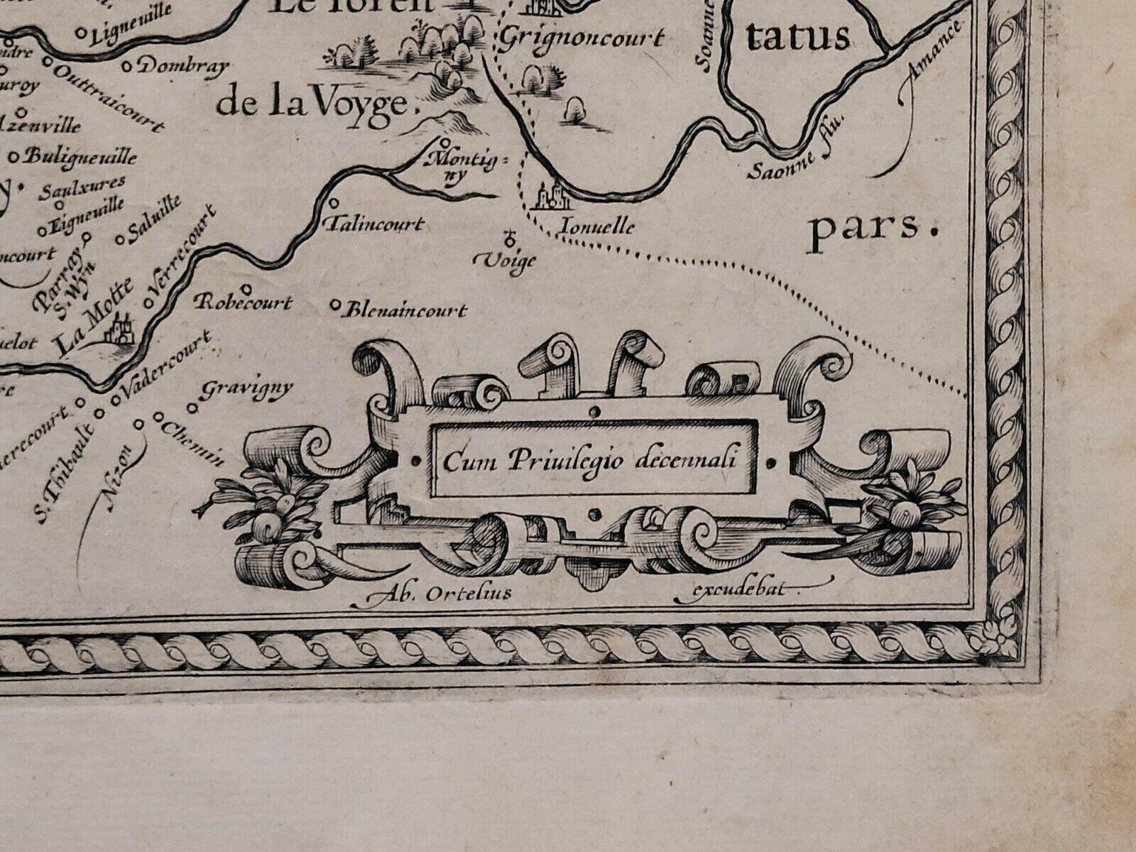 Carte de 1592 Abraham Ortelius «orraine : Lotharingiae Nova Descripti, Ric.A005 » Bon état - En vente à Norton, MA