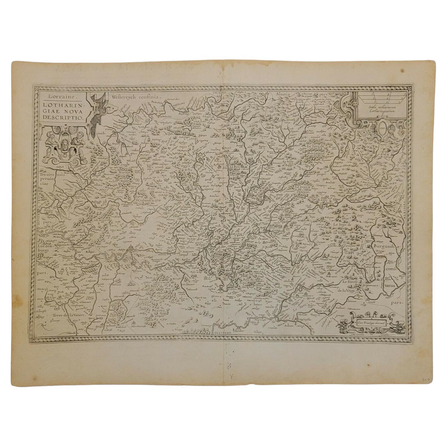 1592 Abraham Ortelius Map "Lorraine: Lotharingiae Nova Descripti, Ric.A005