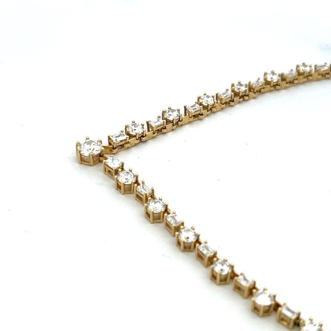 15.92 Carat and Round Brilliant Diamond 18 Karat Yellow Gold Link Necklace 1