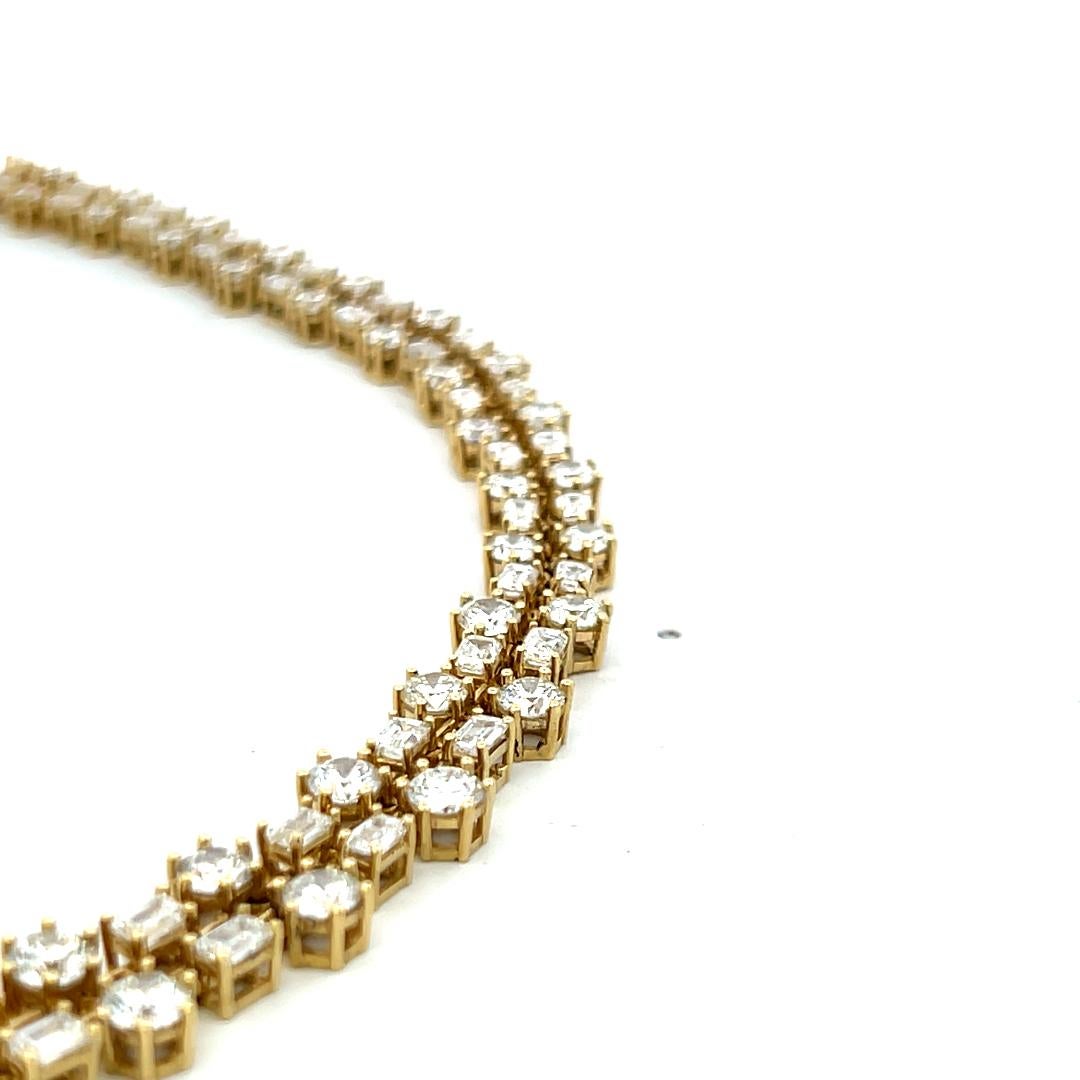 15.92 Carat and Round Brilliant Diamond 18 Karat Yellow Gold Link Necklace 3