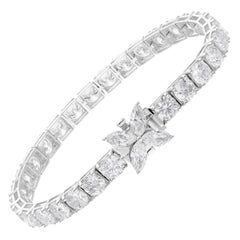 15.93Ct Round Brilliant Cut Certified Diamond Tennis Bracelet 14k White Gold