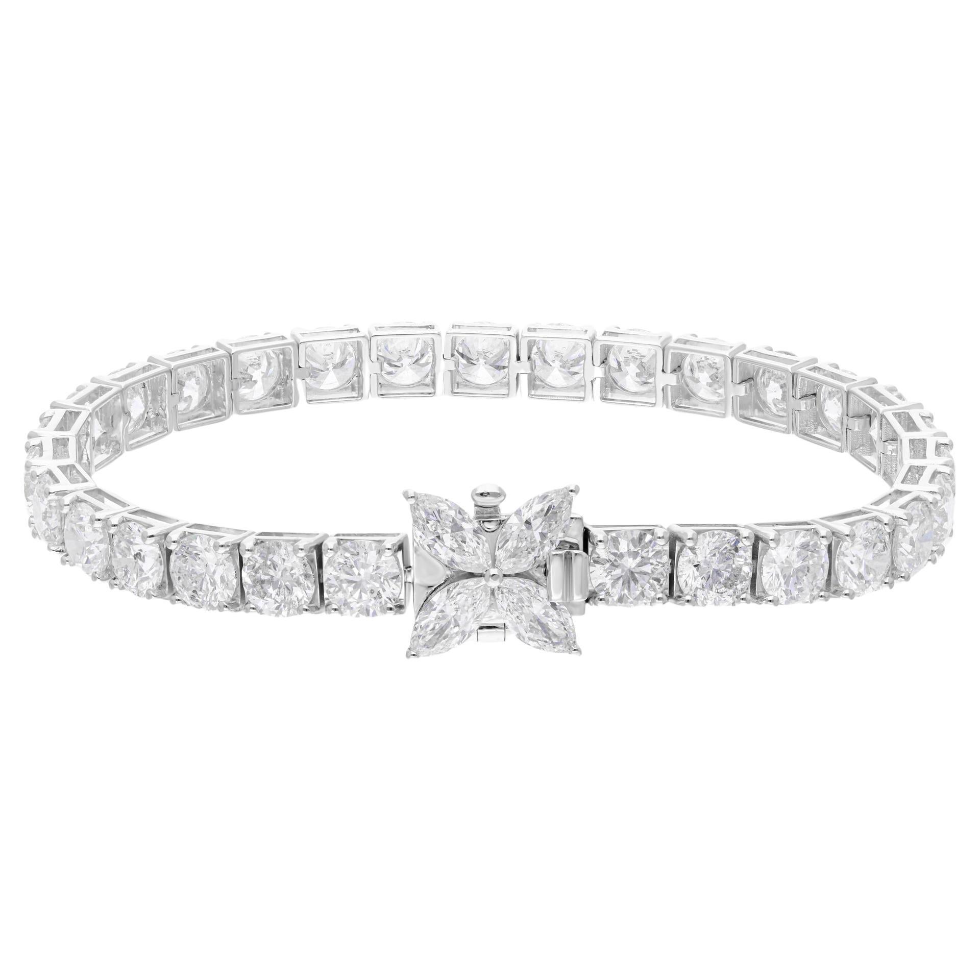 Moderne 15.93Ct Round Brilliant Cut Certified Diamond Tennis Bracelet en or blanc 18k en vente