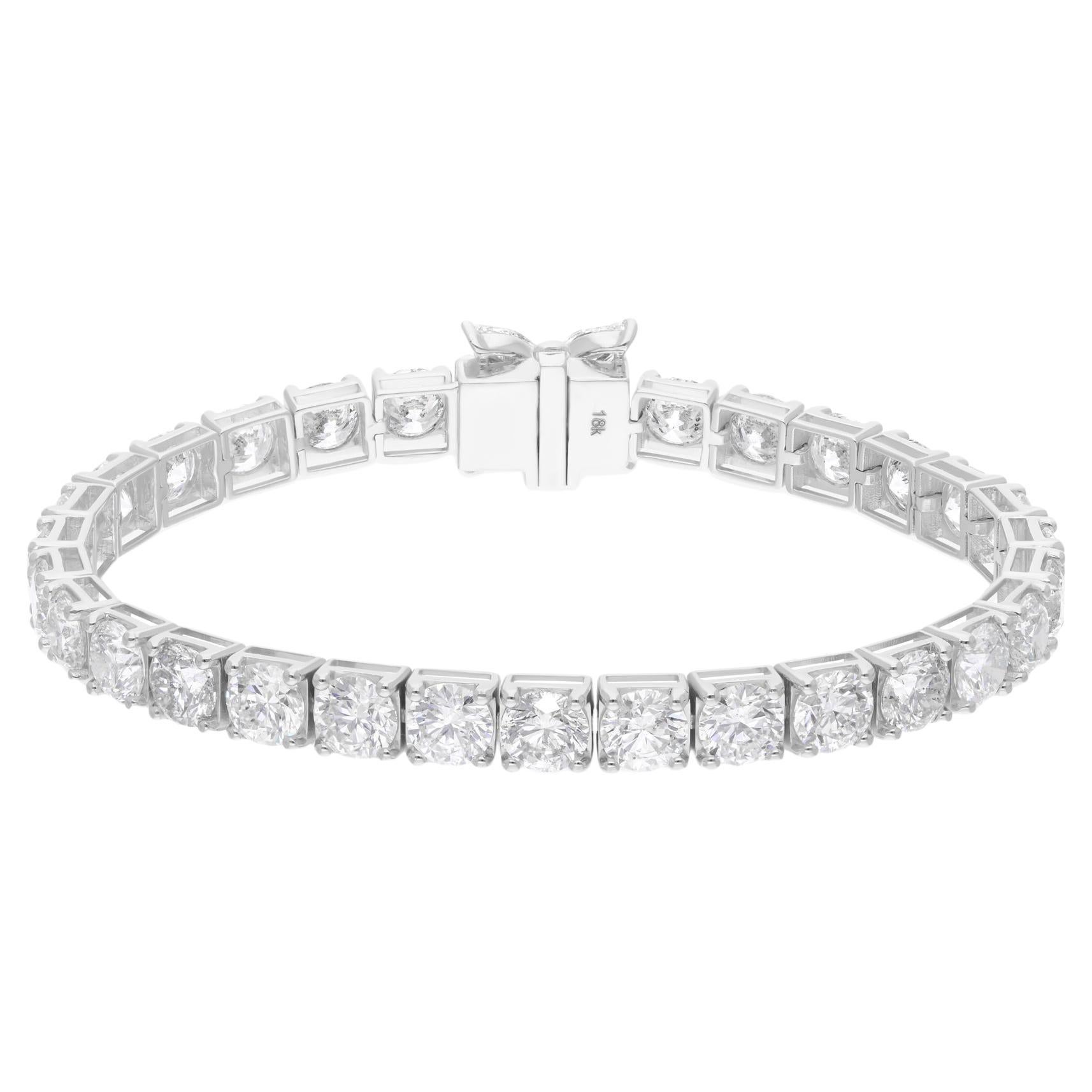 15.93Ct Round Brilliant Cut Certified Diamond Tennis Bracelet en or blanc 18k Neuf - En vente à Diera, Dubai