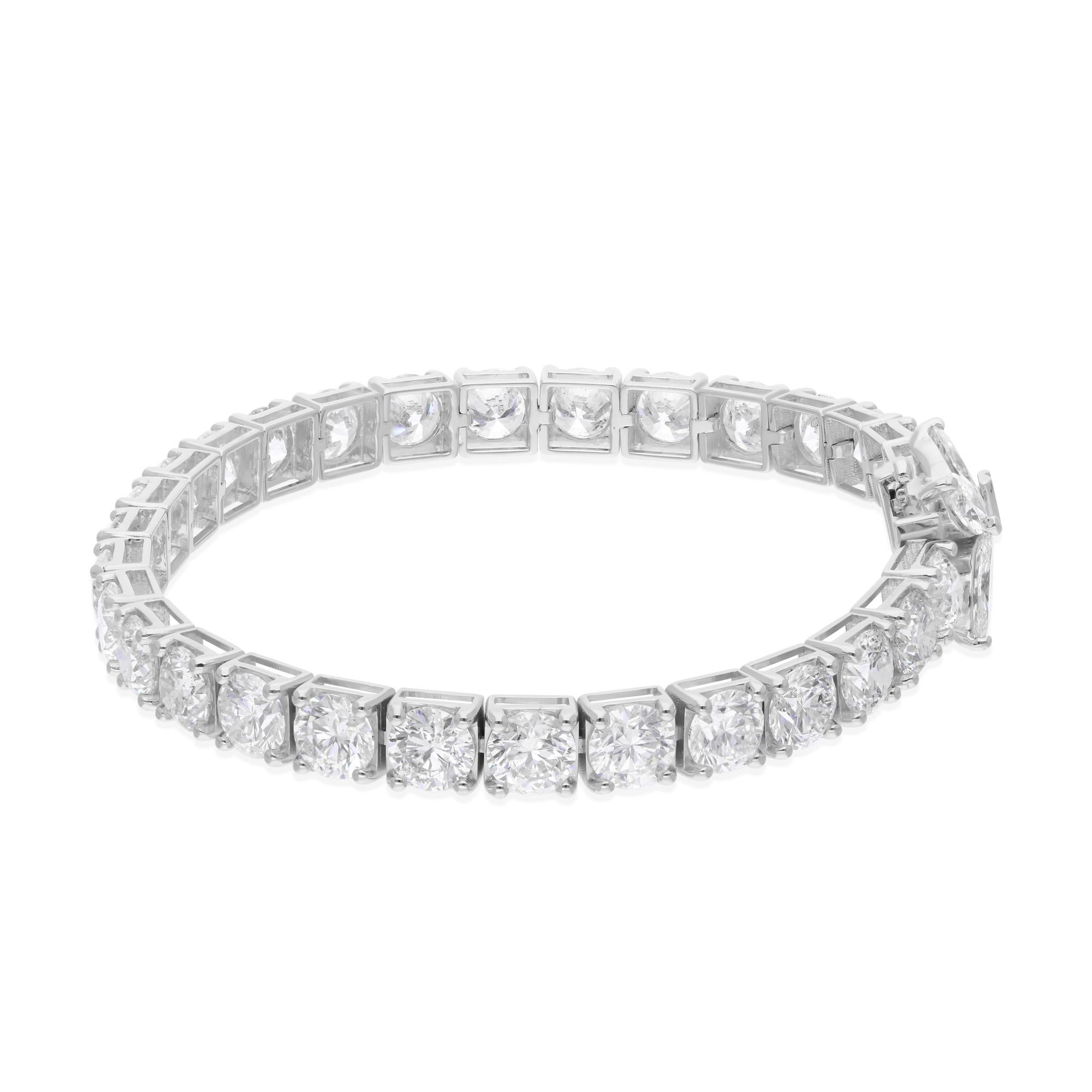 15.93Ct Round Brilliant Cut Certified Diamond Tennis Bracelet en or blanc 18k Pour femmes en vente