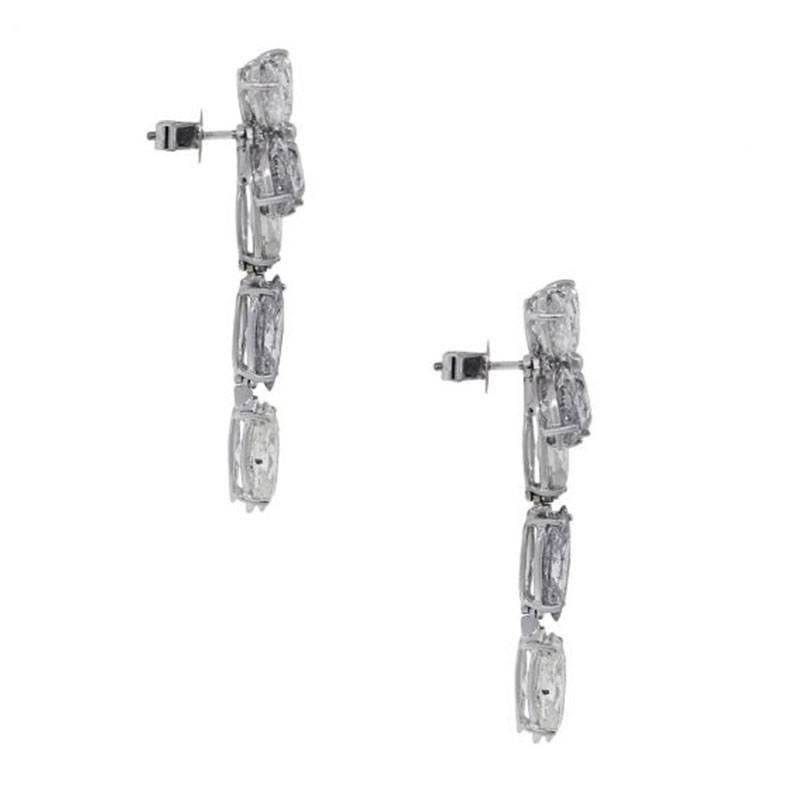 Marquise Cut Diamond Floral Dangle Earrings In Excellent Condition In Boca Raton, FL