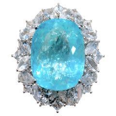 Anello con diamante e ciondolo con tormalina Paraíba del Mozambico da 15,94 carati, oro bianco 18 carati