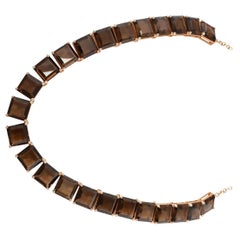 159,5 Karat Rauchquarz-Halskette aus 18 Karat Roségold mit Diamanten