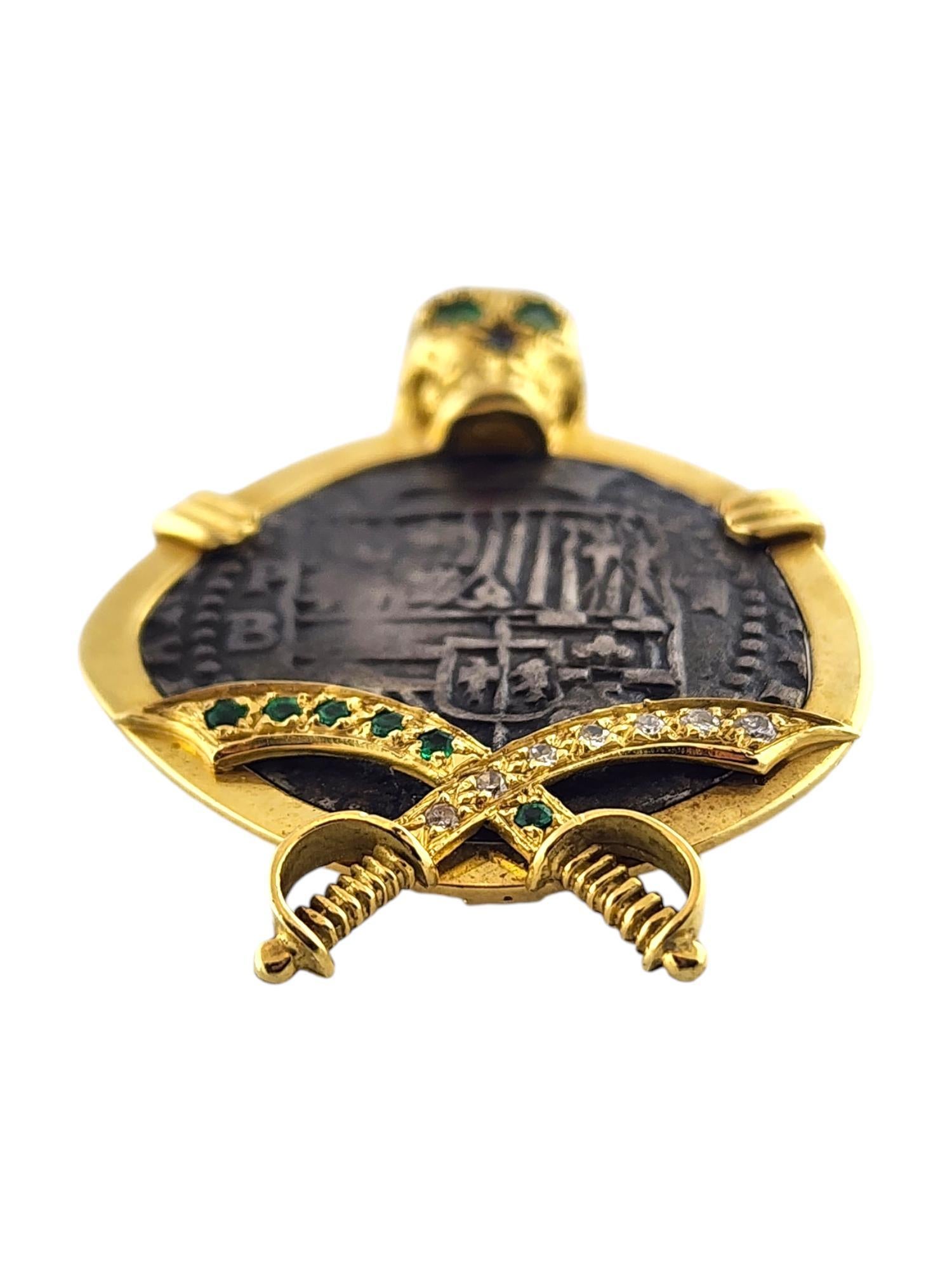 Women's 1598-1621 Potosi Mint Peru 2 Reales in 18 Karat Yellow Gold Pendant #18968
