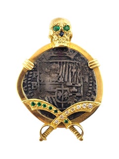 1598-1621 Zecca di Potosi Perù 2 Reales in oro giallo 18 carati Ciondolo #23021