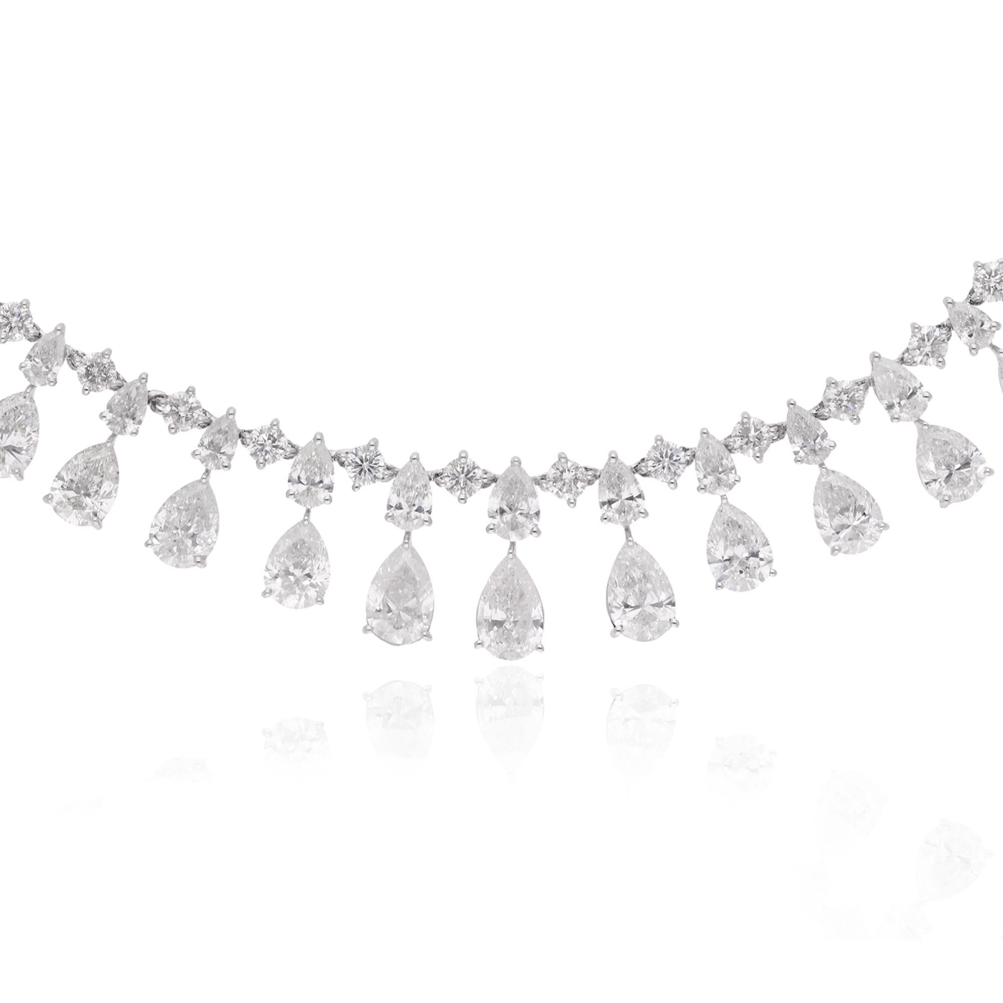 Elevate your ensemble with the dazzling allure of this breathtaking 15.99 Carat Pear & Round Diamond Necklace, a masterpiece of artisanal craftsmanship and timeless elegance. Handmade with meticulous attention to detail, each element of this