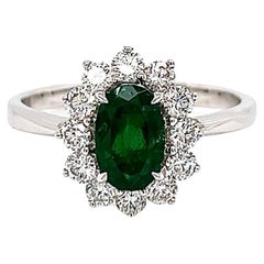 1,59 Karat Grüner Smaragd und Diamant Damenring