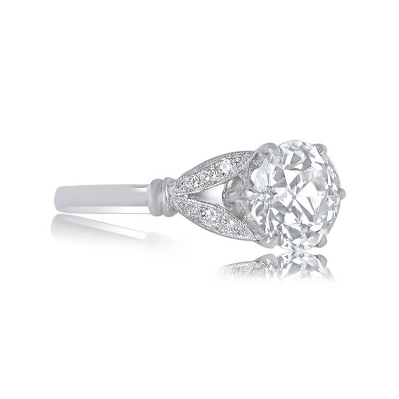 Art Deco 1.59ct Antique Old European Cut Diamond Engagement Ring, VS1 Clarity, Platinum For Sale