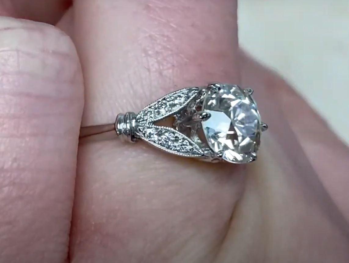 1.59ct Antique Old European Cut Diamond Engagement Ring, VS1 Clarity, Platinum For Sale 3