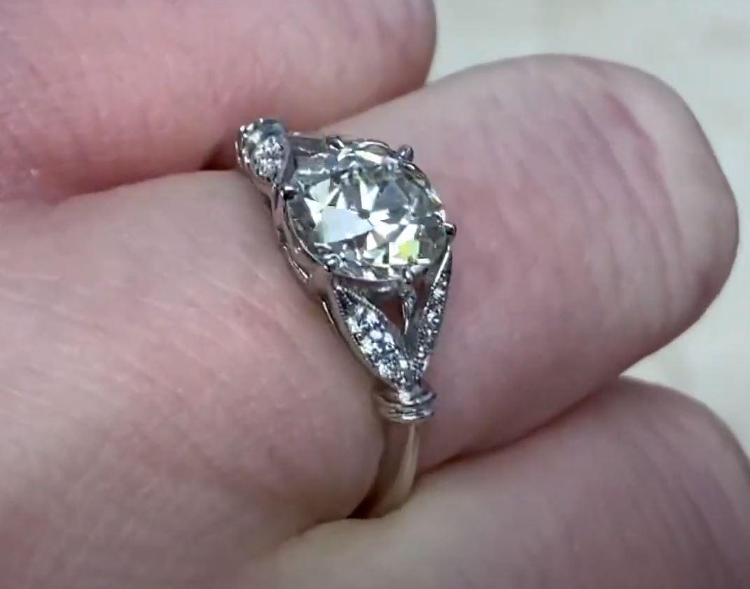 1.59ct Antique Old European Cut Diamond Engagement Ring, VS1 Clarity, Platinum For Sale 4