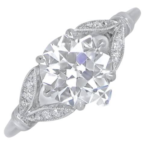 1.59ct Antique Old European Cut Diamond Engagement Ring, VS1 Clarity, Platinum For Sale