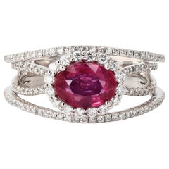 1.59ct Extremely Rare Unheated Pink Sapphire and 0.50ctw Diamond Platinum Ring