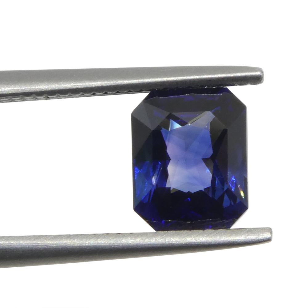 Brilliant Cut 1.59ct Octagonal/Emerald Cut Blue Sapphire from Sri Lanka For Sale