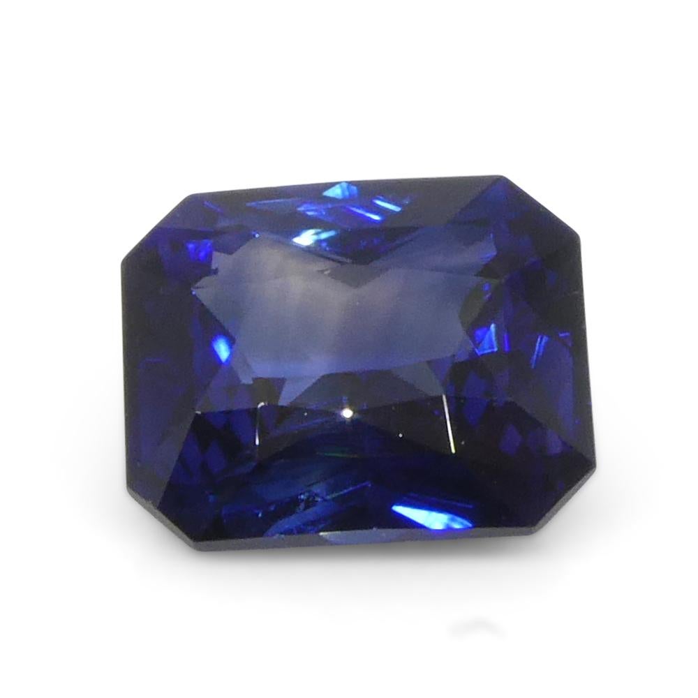 Women's or Men's 1.59ct Octagonal/Emerald Cut Blue Sapphire from Sri Lanka For Sale