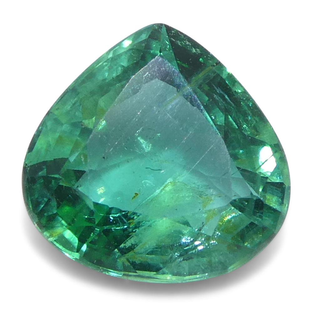 Pear Cut 1.59ct Pear Green Emerald from Zambia For Sale