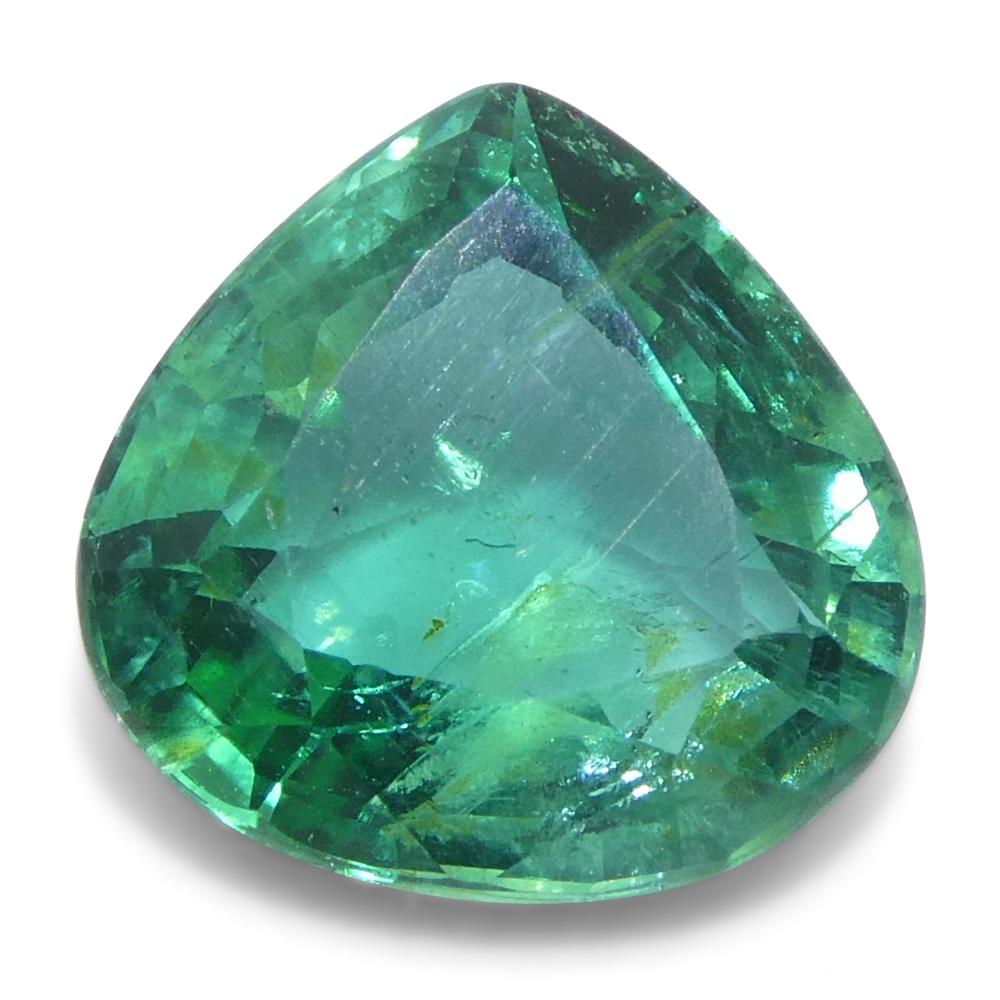 1.59ct Pear Green Emerald from Zambia In New Condition For Sale In Toronto, Ontario