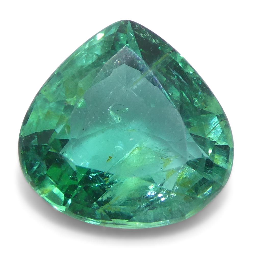 1.59ct Pear Green Emerald from Zambia For Sale 1