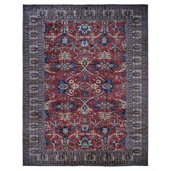 15'9"x19'10" Red Super Kazak Design 100% Wool Hand Knotted Oversized Rug
