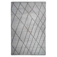 15'9"x23'5" White Moroccan Weave with Geometric Pattern Wool Hand Knotted XL Rug