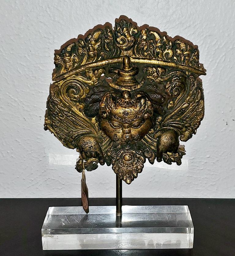 15th Century Gilt-Copper Kirtimukha Repousse Plaque 3