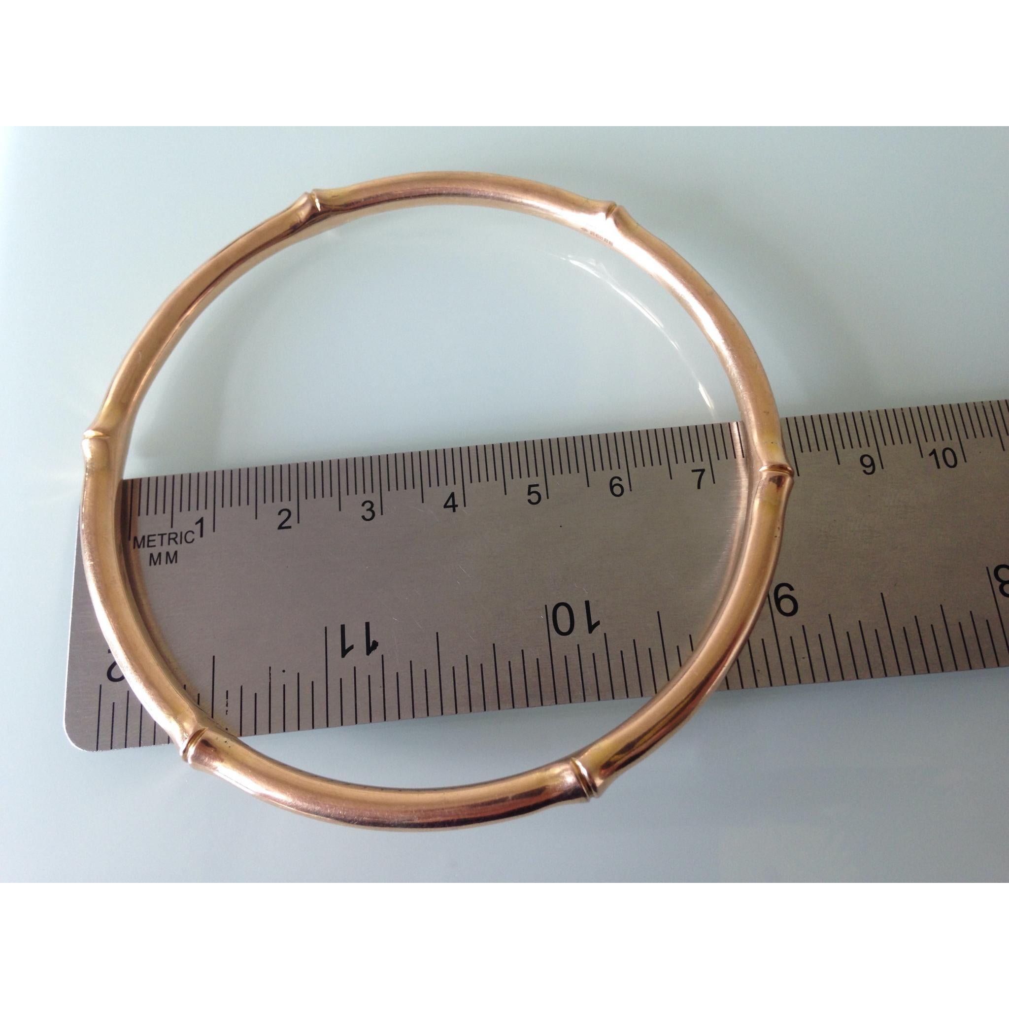 Women's or Men's 15ct 625 Antique Rose Gold Bamboo Design Bangle