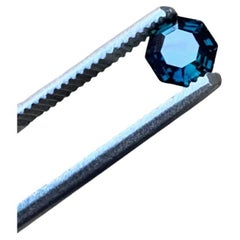 1.5ct Asscher Cut Natural UNHEATED Intense Blue Sapphire Gemstone - LOUPE CLEAN