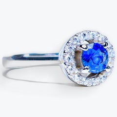 1.5ct Blue Sapphire Floating Halo Engagement Ring