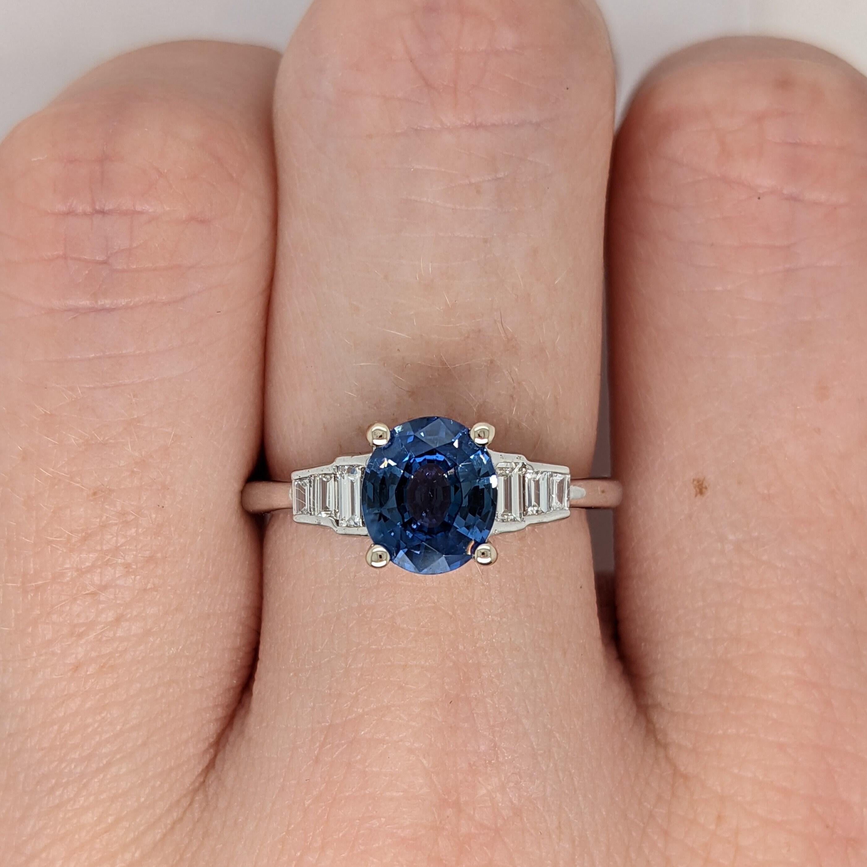 1.5ct Blue Sapphire Ring w Earth Mined Diamonds in Solid 14k Gold Oval 7.5x6mm In New Condition For Sale In Columbus, OH