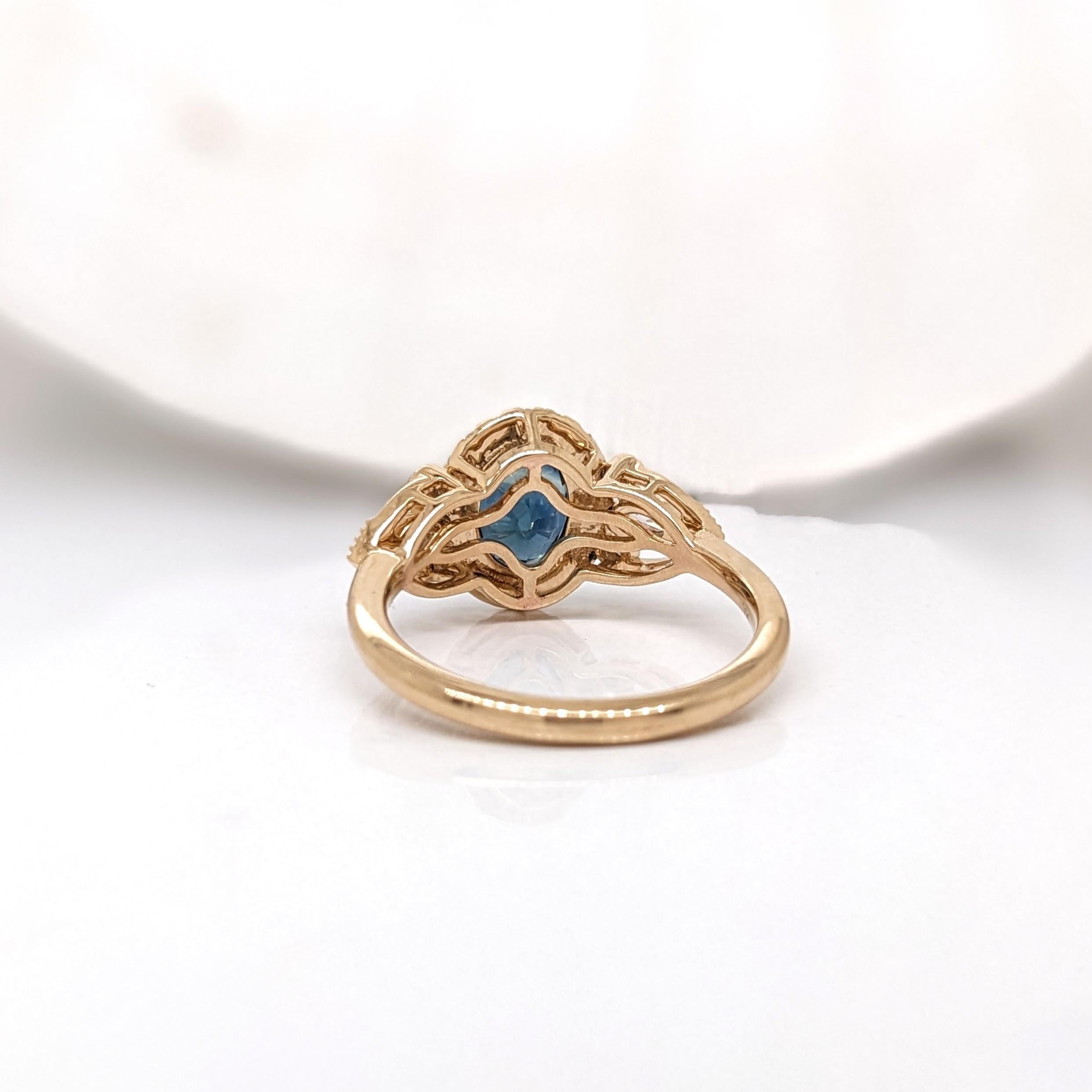 Bague ovale de 8 x 6 mm en or massif 14 carats avec saphir bleu 1,5 carat et diamants extraits de la terre en vente 2
