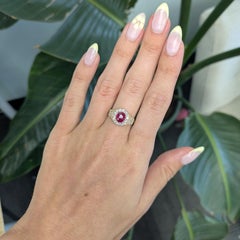 GIA Certified 1.5Ct Ruby Ring with Earth Mined Diamonds: Solid 14K Gold, 7x6mm