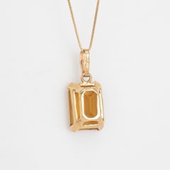 15ct Citrine Pendant Necklace Vintage 14k Yellow Gold 18" Chain Fine Jewelry