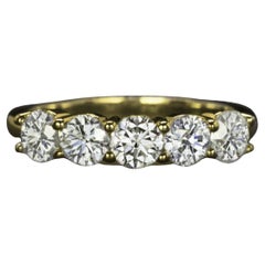 1,5ct GIA-zertifizierte Diamant-Ehering - 5-Stein-Ring in 14K Gelbgold