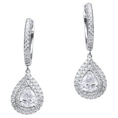 1.5ct GIA Certified Pear-Cut Diamond Drop Earrings in 18K White Gold – with Pavé