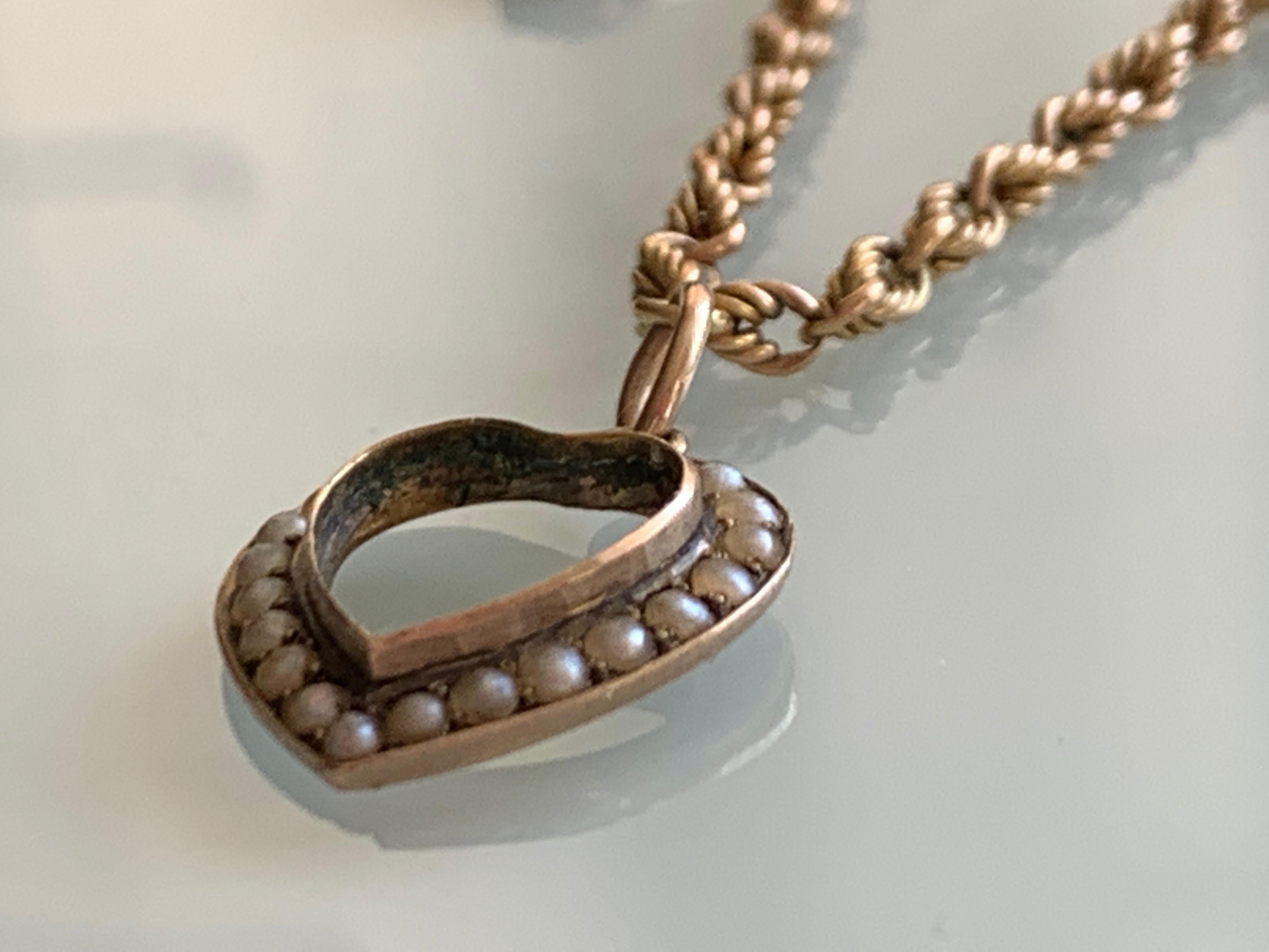 Collier ancien en or 15 carats avec pendentifs en forme de cœur et améthyste de 9 carats Pour femmes en vente