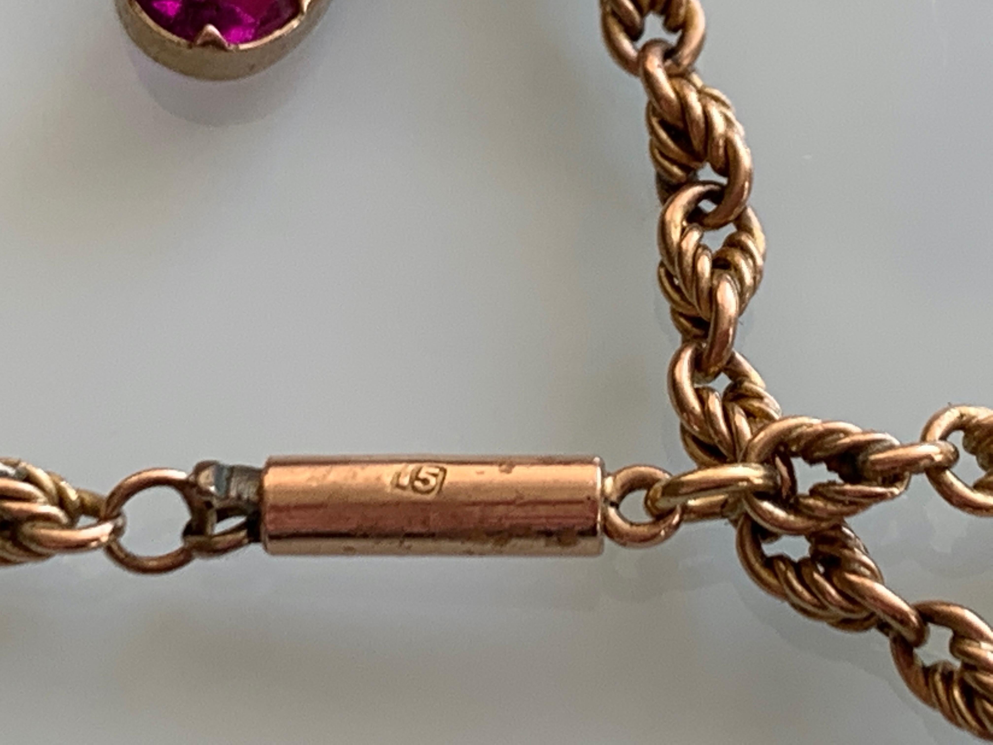 Collier ancien en or 15 carats avec pendentifs en forme de cœur et améthyste de 9 carats en vente 1
