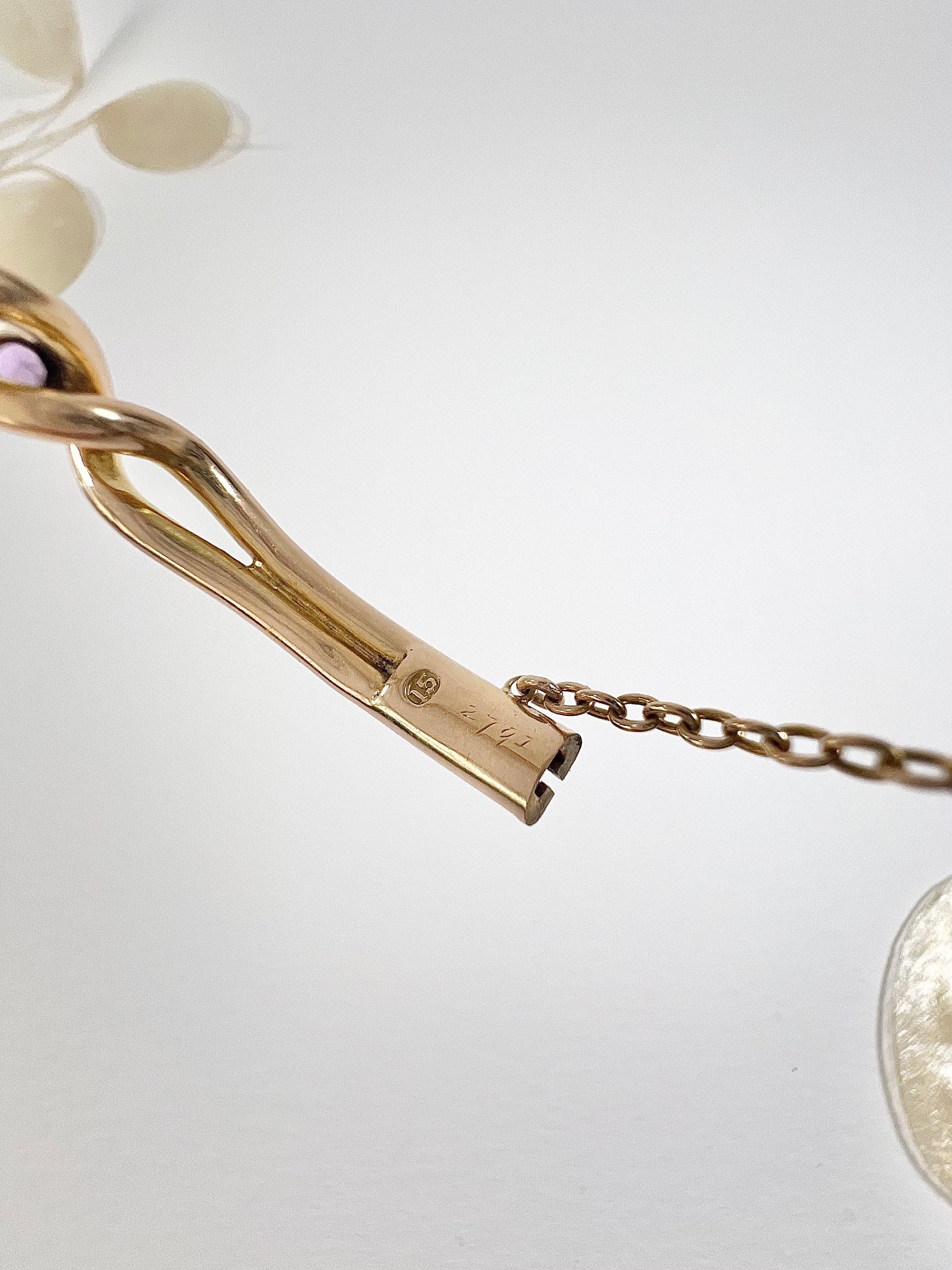 Bracelet jonc Suffragette de l'époque édouardienne en or 15 carats, améthyste, péridot et diamants Bon état - En vente à Brighton, GB
